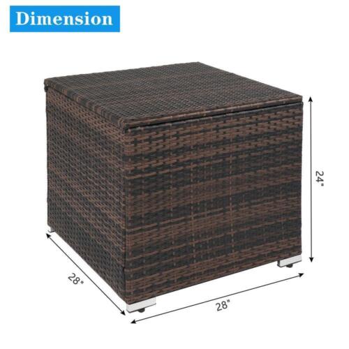 24" Deck Box Storage Bin Organizer Outdoor Garden Patio Wicker Brown