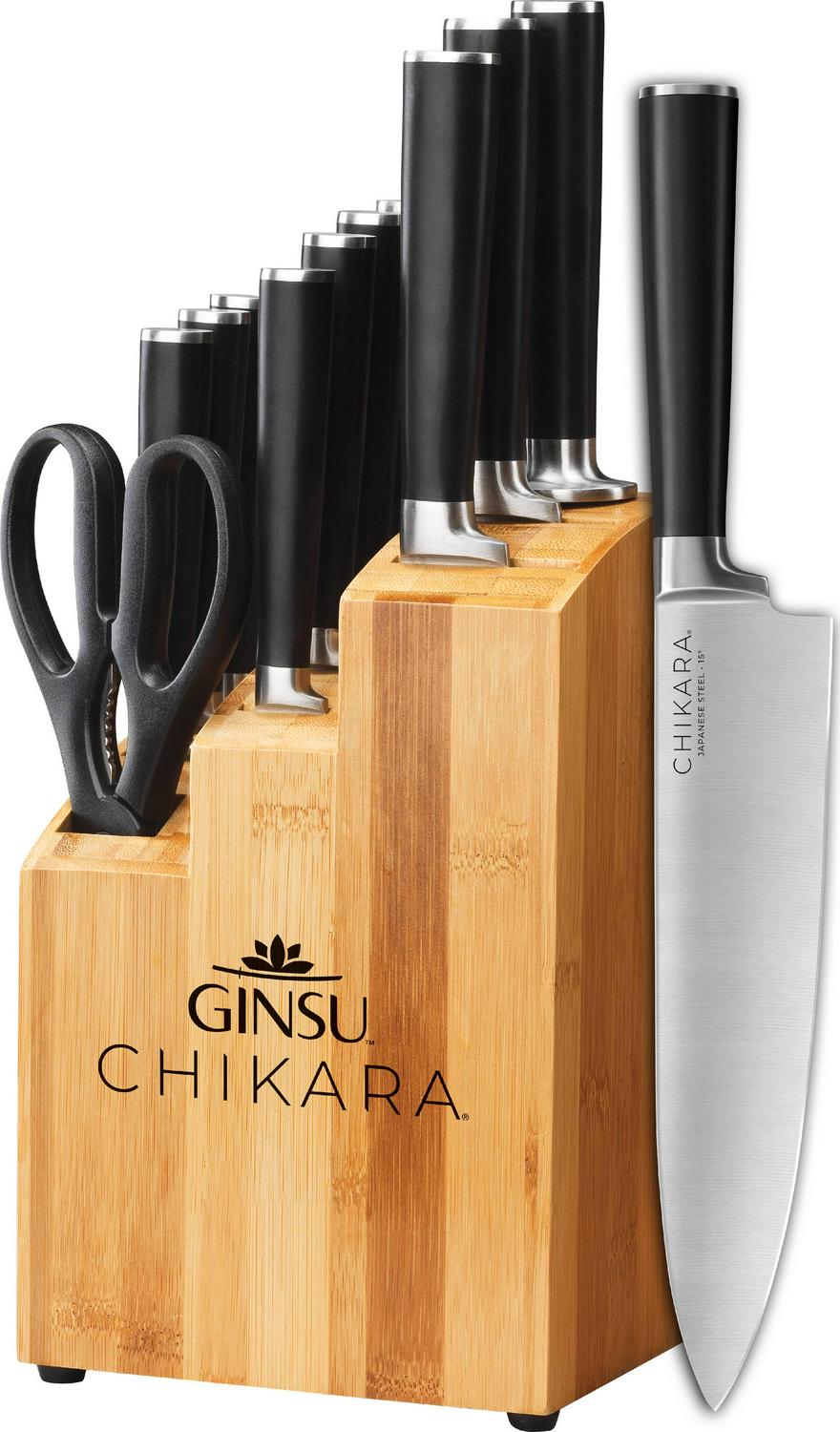 Ginsu Gourmet Chikara Series Forged 12Piece Japanese Steel Knife Set Cutlery Set with 420J Stainless Steel Kitchen Knives Bamboo Finish Block COKKBDS0121  Crowdfused