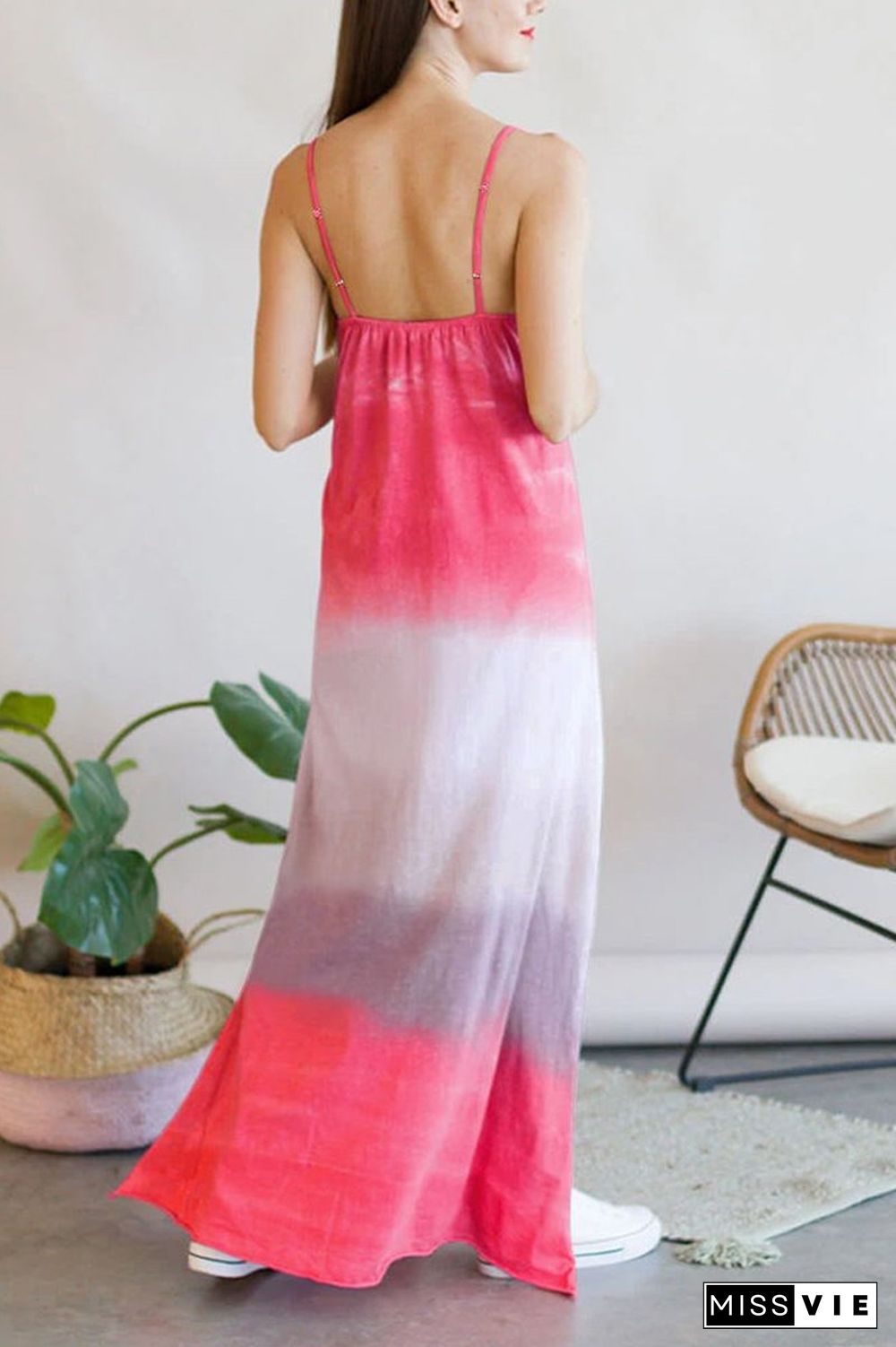 Gradient Color Slit Sleeveless Maxi Dress