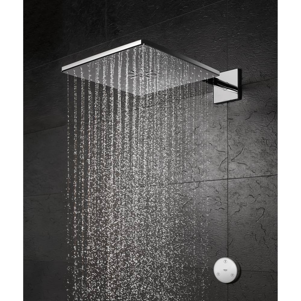 GROHE Rain shower Smartconnect 310 2-Spray with 1.75 GPM 12 in. Wall Mount Fixed Shower Head with Remote in StarLight Chrome 26645000