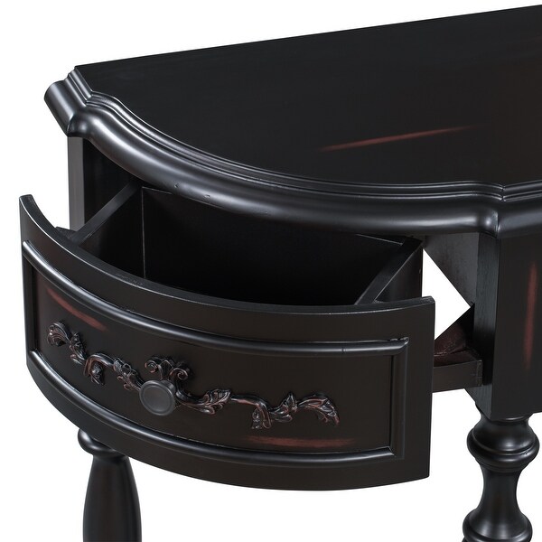 Black Modern Curved Console Table Wood Entryway Table