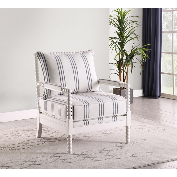 Coaster Furniture Blanchett White and Navy Upholstered Accent Chair