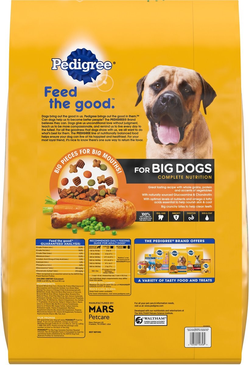 Pedigree Big Dogs Adult Complete Nutrition Large Breed Roasted Chicken Flavor Dry Dog Food