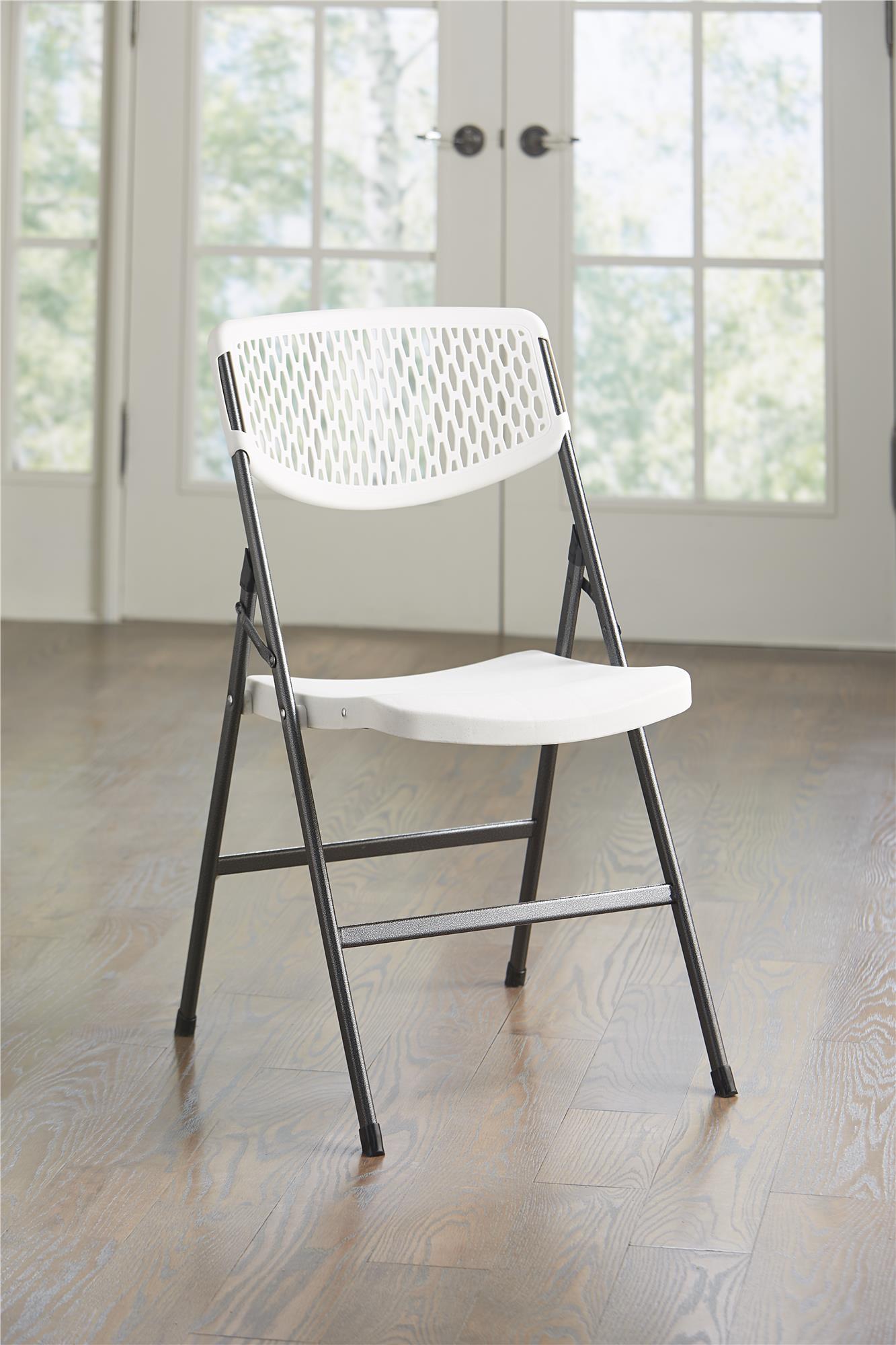 Cosco Waffle Resin Mesh Chair, White, 1-pack