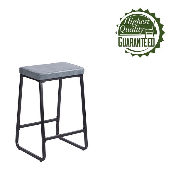 Porthos Home Senga Bar Stools Set of 2， PU Leather， Iron Legs