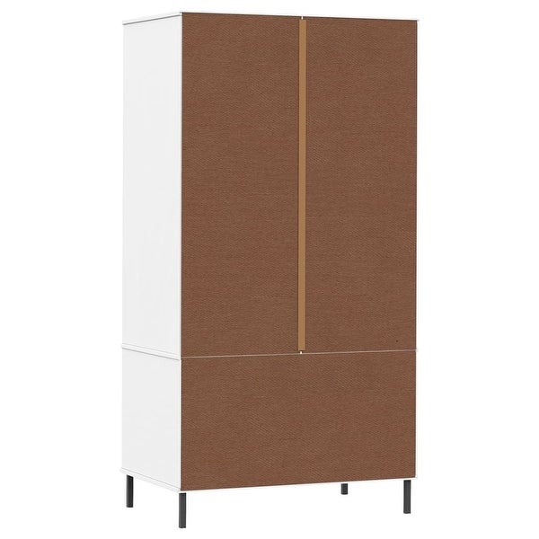 vidaXL Solid Wood Pine Wardrobe with Metal Legs OSLO Armoire Multi Colors - 35.4