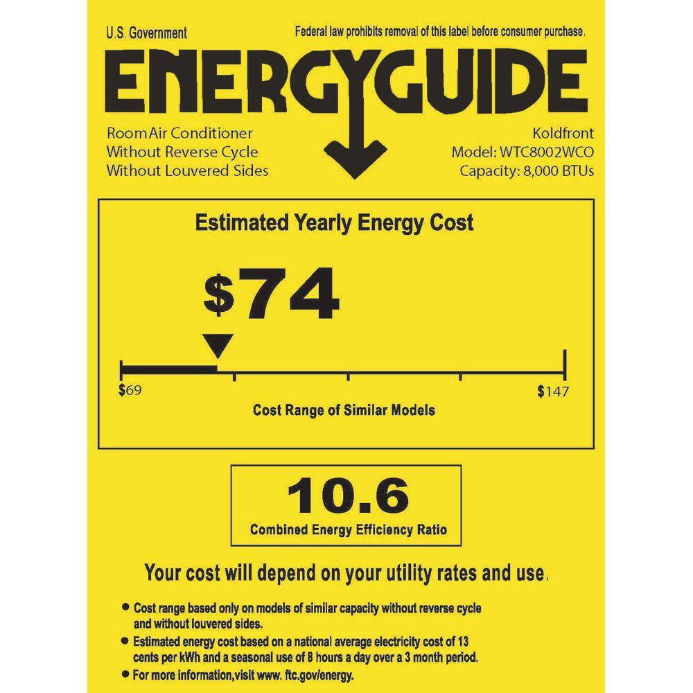 Koldfront 8000 BTU 115-Volt Through-the-Wall Air Conditioner Only with Remote WTC8002WCO