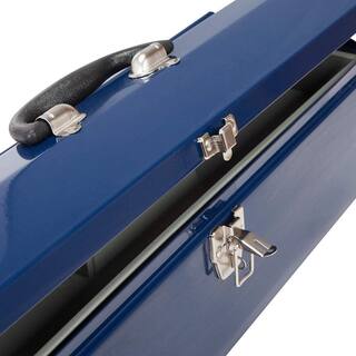 TCE 19.1 in. L x 6.1 in. W x 6.5 in. H Hip Roof Style Portable Steel Tool Box with Metal Latch Closure Blue ATB101U