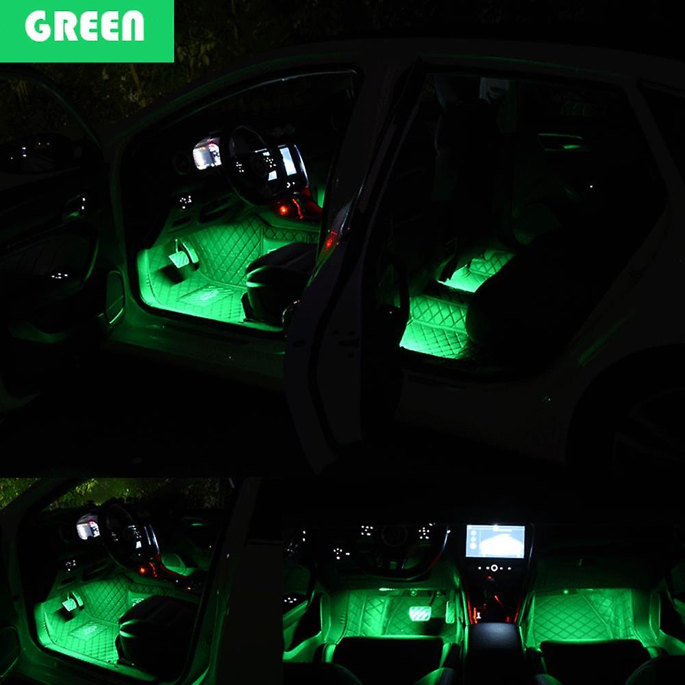 Foot Sound-activated Led Car Rhythm Light - Cigarette Lighter With Two Models - Green (one Set)