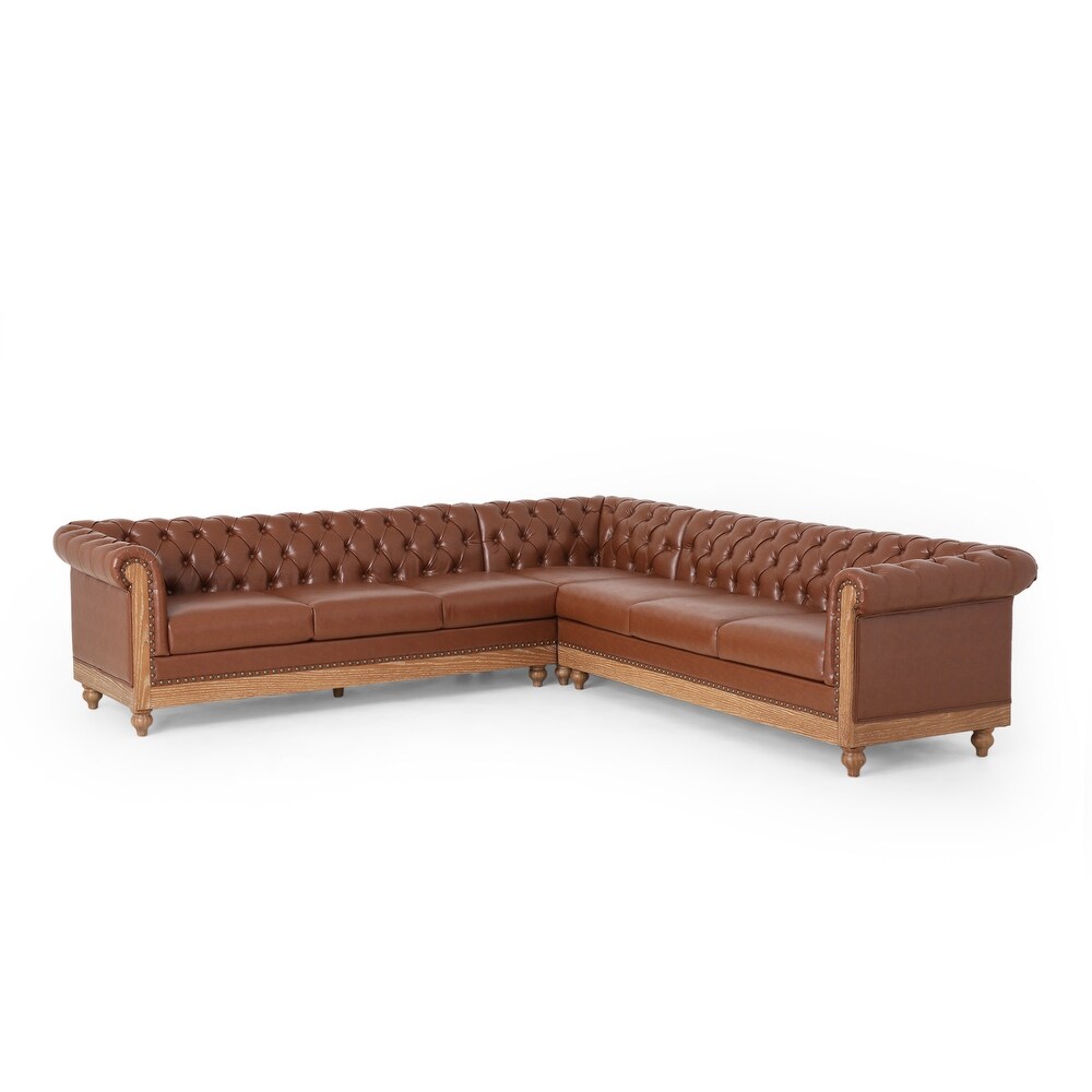 Castalia Chesterfield Tufted 7 seat Sectional Sofa by Christopher Knight Home   114.00\