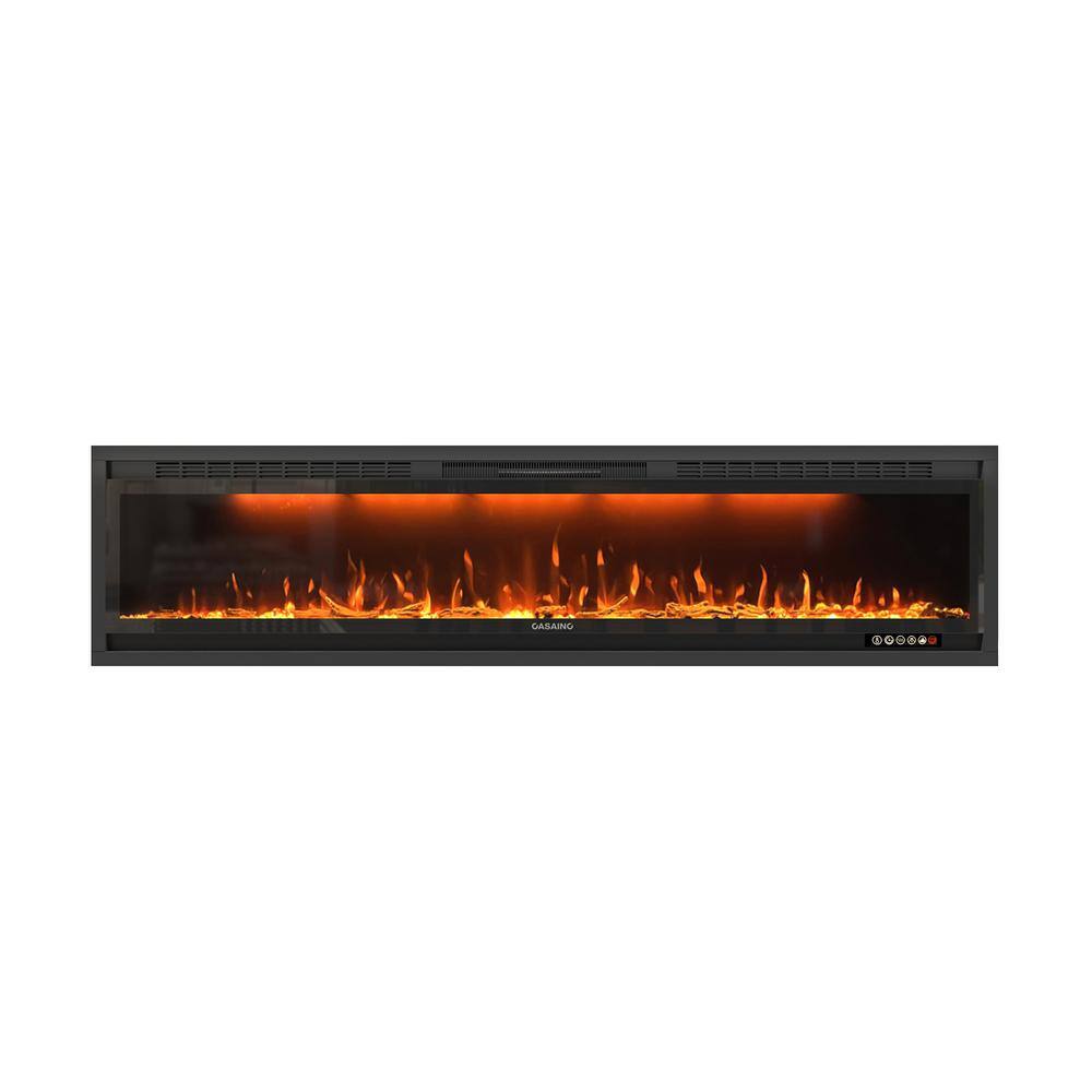 CASAINC 76 in. Wall-Mounted and Recessed Electric Fireplace in Black VL-WF-BI74