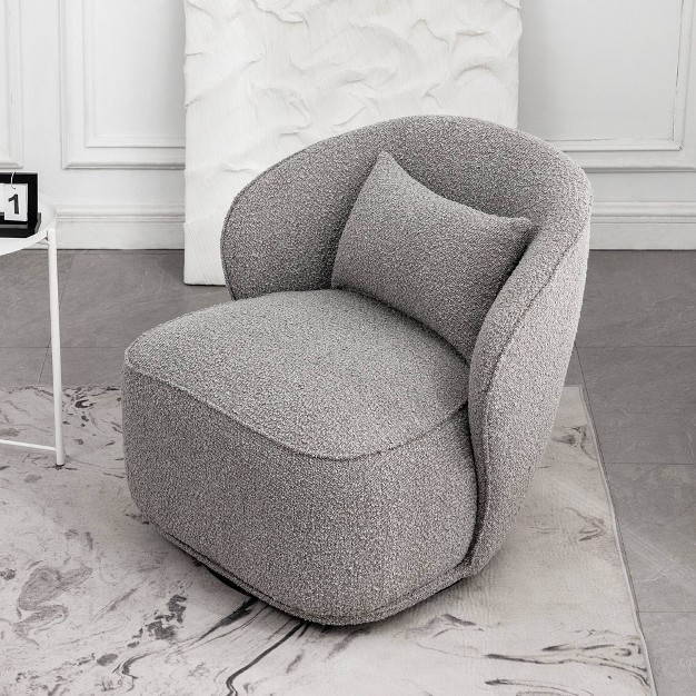 Boucle Upholstered Swivel Barrel Chair Kinwell