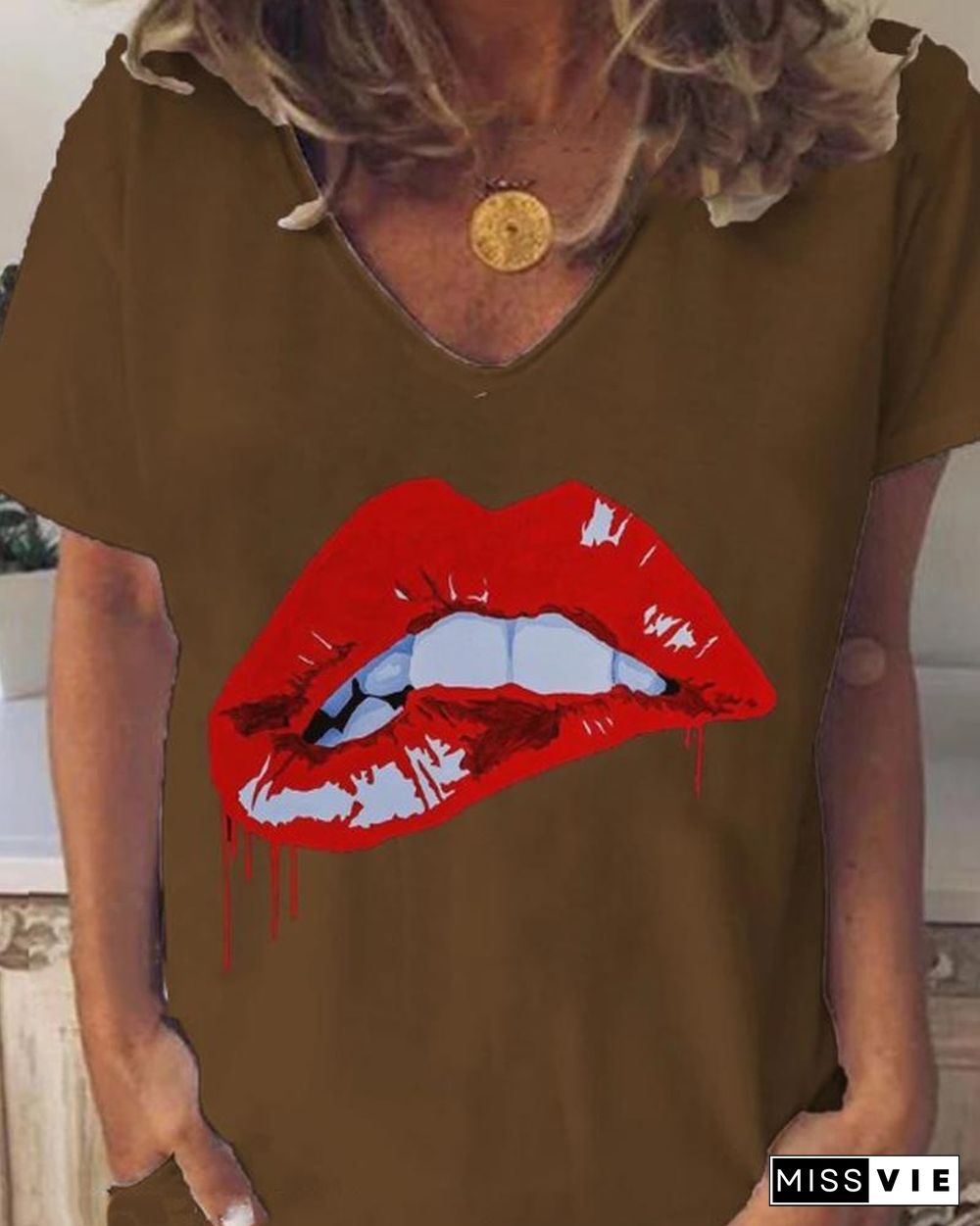 Lip Print T-Shirt P13286