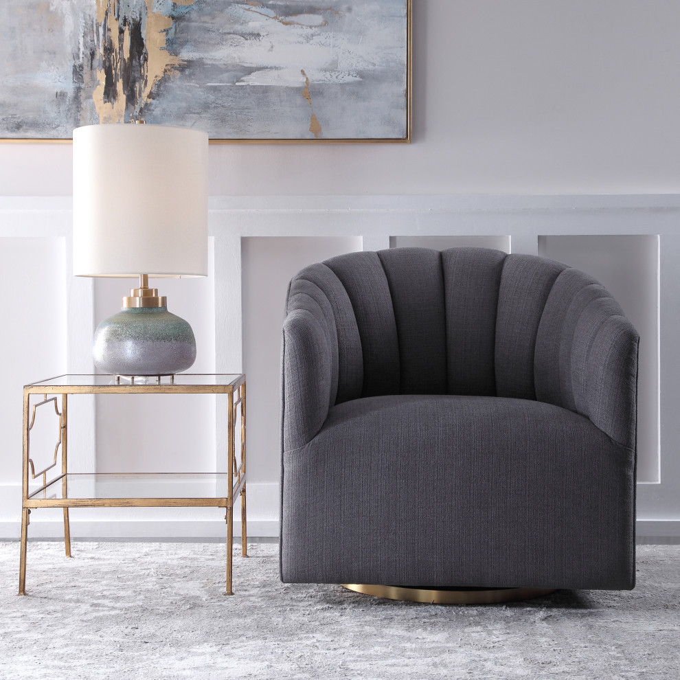 Uttermost Cuthbert Modern Swivel Chair   Modern   Armchairs And Accent Chairs   by Zin Home  Houzz