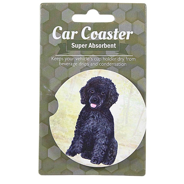 E amp S Imports Poodle black Car Coaster 1 Car Coaster Inches Super Absorbent 23329 Sandstone Multicolored