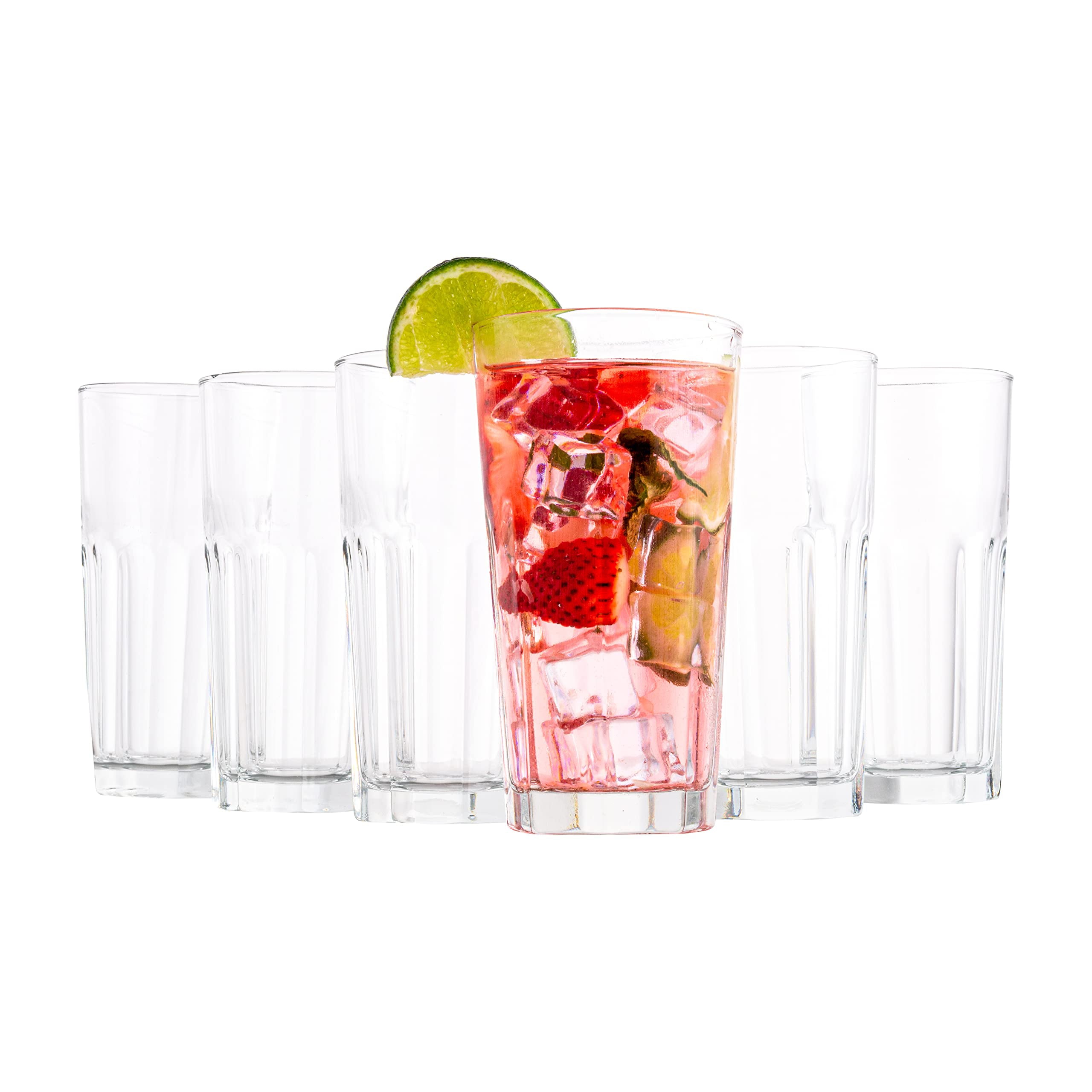 Vikko Drinking Glasses， Set of 6 Juice Glasses 9.5 Oz， Thick and Sturdy Kitchen Glasses， Dishwasher Safe Highball Glass Tumbler， Heavy Duty Cups， Water Glasses