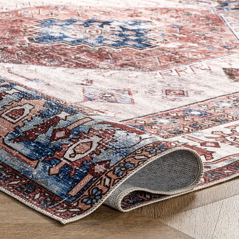 nuLOOM Eliza Machine Washable Traditional Medallion Area Rug