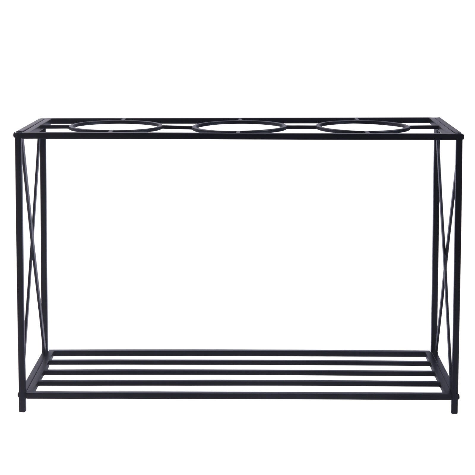 2 Tier Metal Flower Pot Stand Indoor Outdoor Plant Display Storage Rack Black