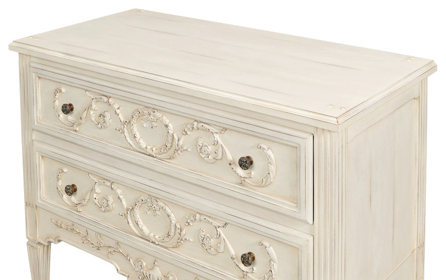 Antoinette Chest Of 2 Drawers Distressed White   Traditional   Accent Chests And Cabinets   by Sideboards and Things  Houzz