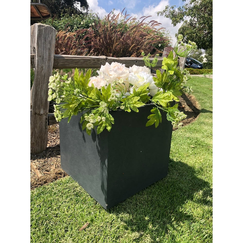 Durx litecrete Lightweight Concrete Modern Square Granite Planter Medium   11.8'x11.8'x11.8'