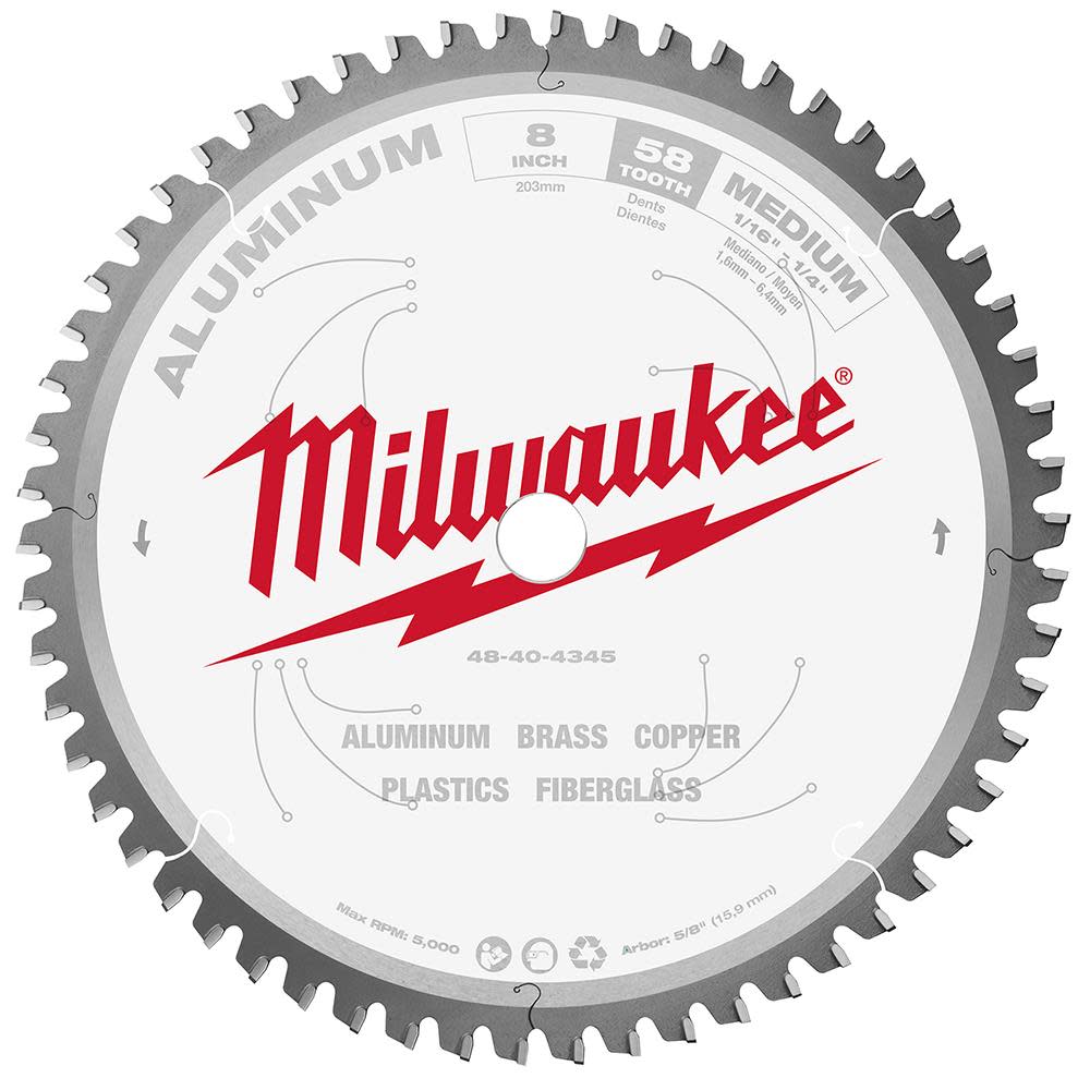 Milwaukee 8 in. Aluminum Cutting Circular Saw Blade 48-40-4345 from Milwaukee