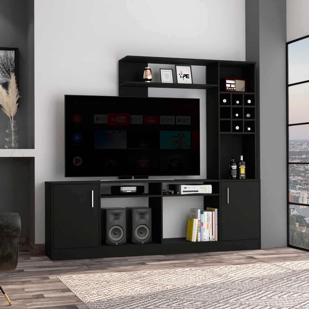 6 Bottle 2 Door Entertainment Center