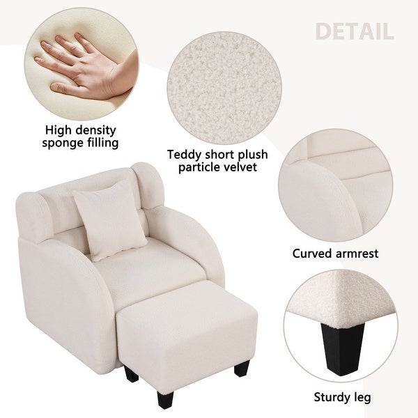 360-Degree Swivel Accent Chair Barrel Chair w/ Footstool for Living Room