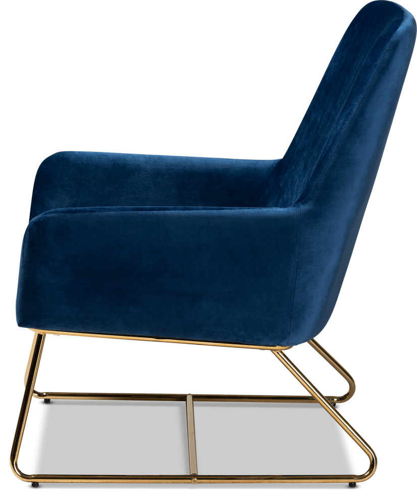 Baxton Studio Sennet Glam and Luxe Velvet Upholstered Gold Armchair   Contemporary   Armchairs And Accent Chairs   by HedgeApple  Houzz