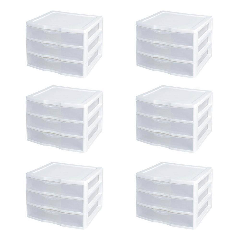 Sterilite Wide Portable Countertop 3 Drawer Qt Desktop Storage Unit (6 Pack) 6 x 20938003