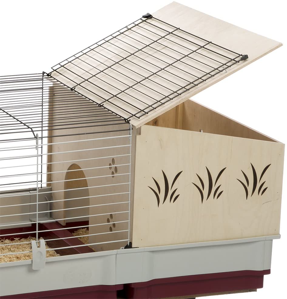 Ferplast Krolik Rabbit Cage | Extra-Large Rabbit Cage w/Wood or Wire Hutch | Rabbit Cage Includes All Accessories