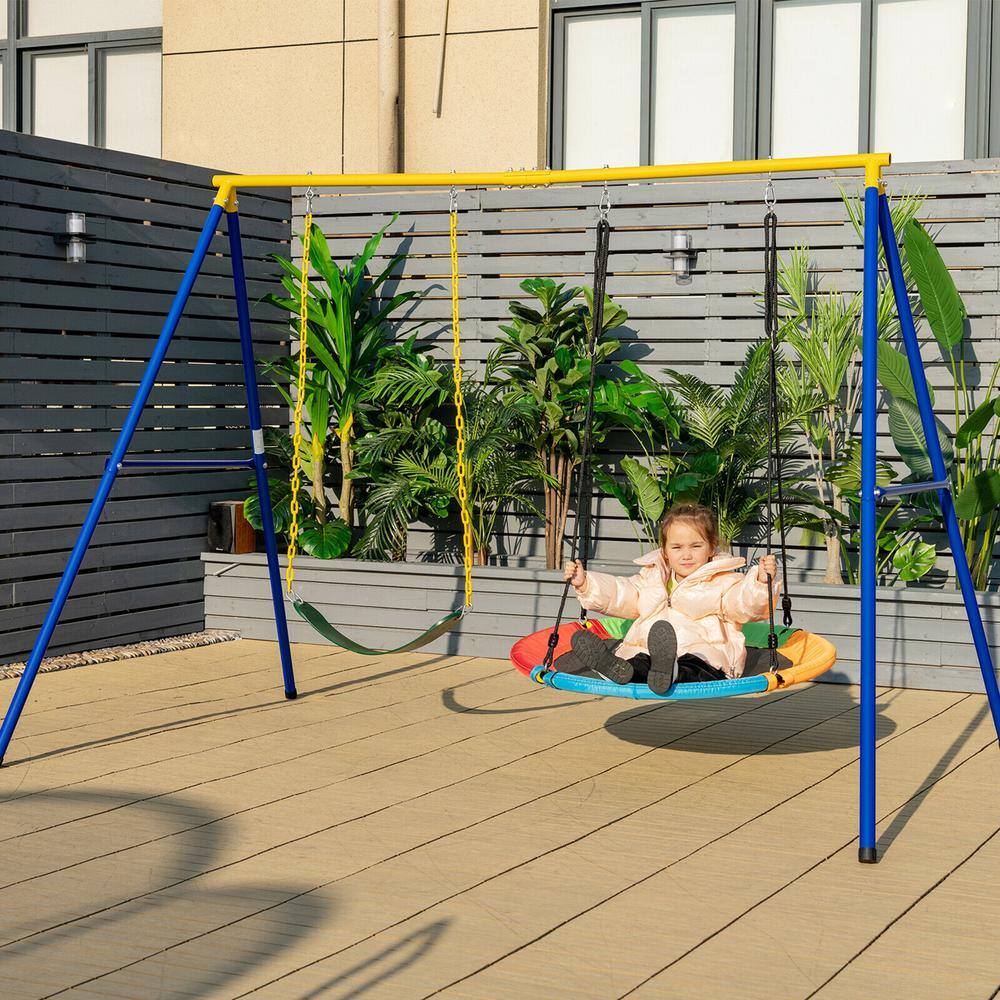 Gymax Swing Set Swing Seat Replacement and Saucer Tree Swing for Indoor and Outdoor (2-Pack) GYM09548