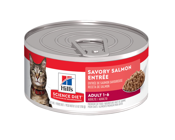 Hills Science Diet Adult Canned Cat Food， Savory Salmon Entrée， 5.5 oz.