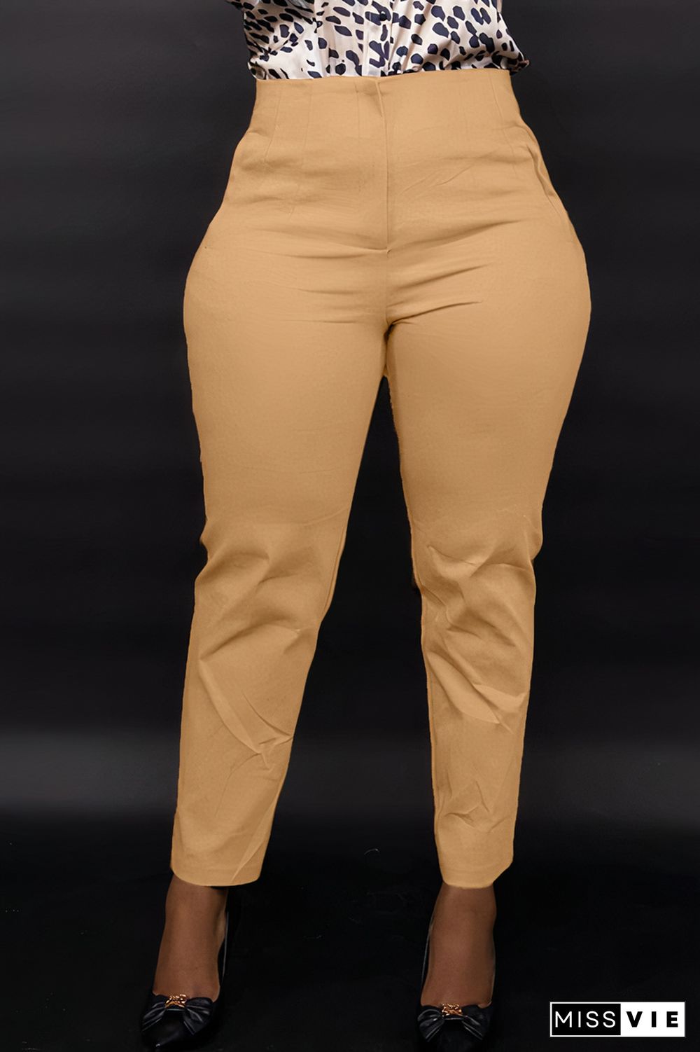 Solid Zip Fly High Rise Skinny Pants