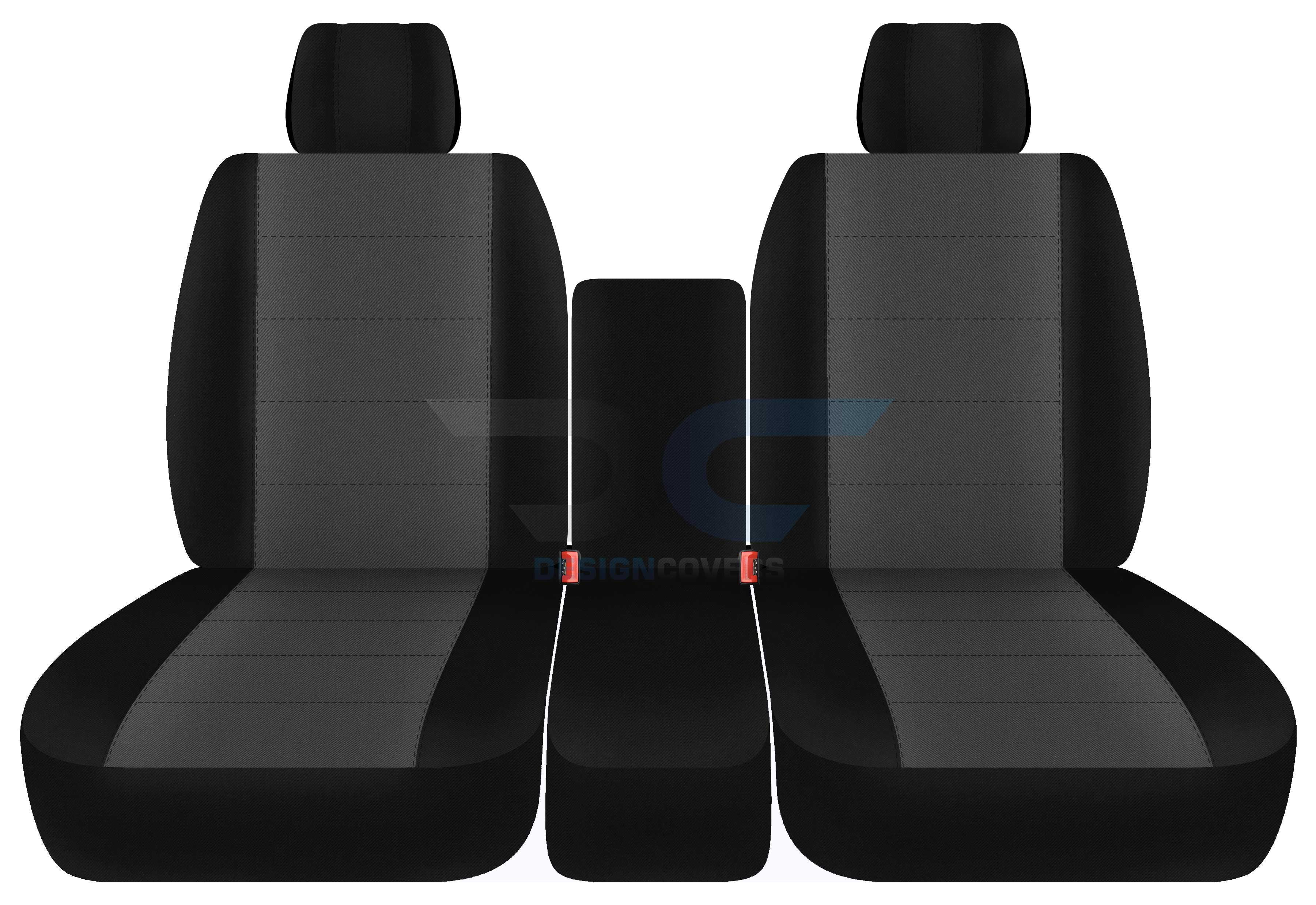 T138-Designcovers Compatible with 2004-2008 Ford F-150 Two-Tone Truck Seat Covers (Front 40/20/40 Split Bench) w/o Integrated Seat Belts and w Opening Console: Black and Charcoal Velour