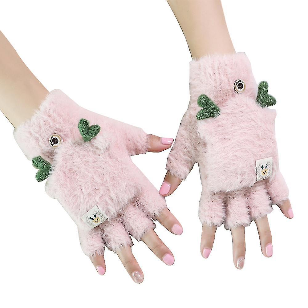 Women's Winter Warm Touch Screen Gloves Cute Flip Knit Glove