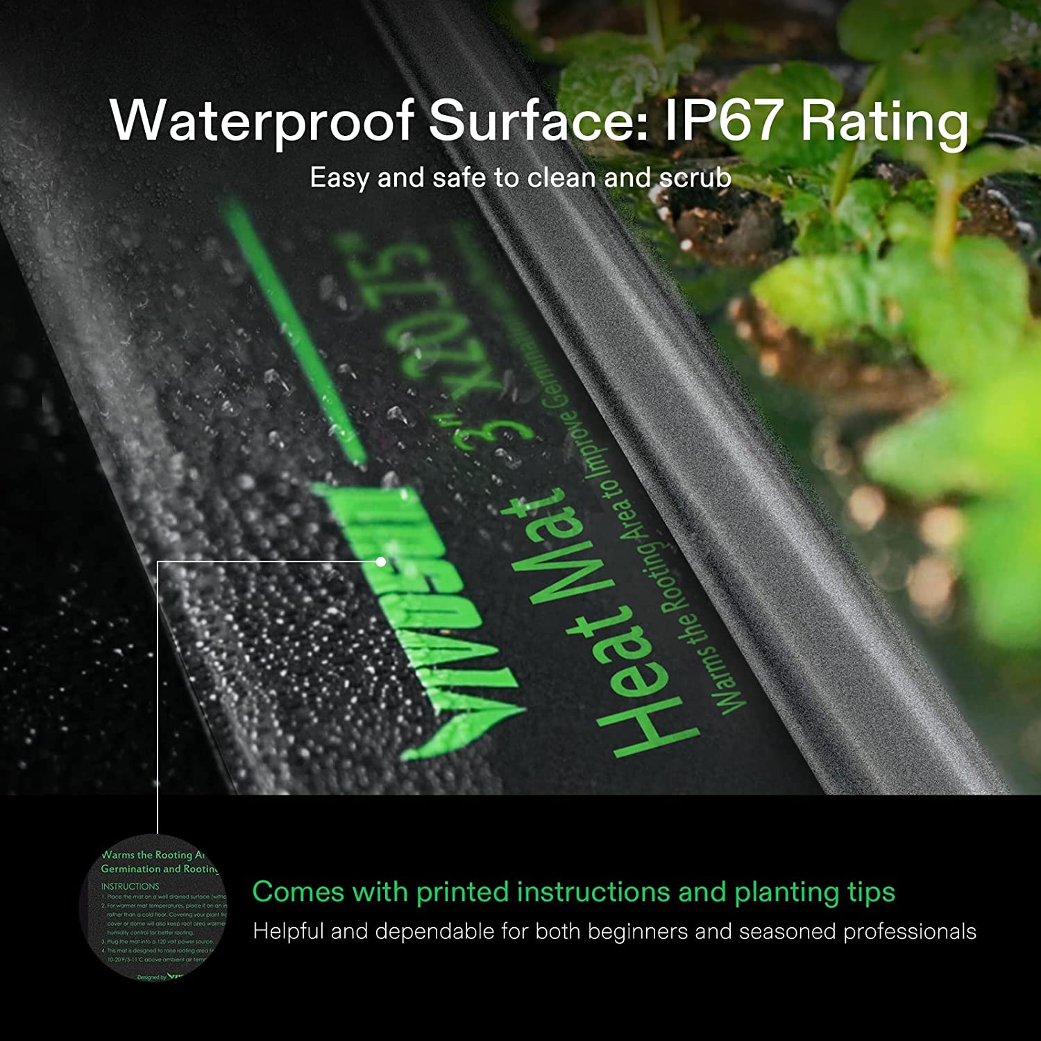 VIVOSUN Durable Waterproof Seedling Heat Mat Warm Hydroponic Heating Pad 3'' x 20