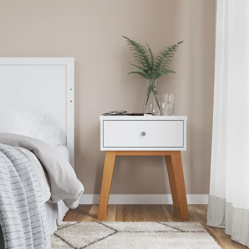 Soho White and Natural Nightstand