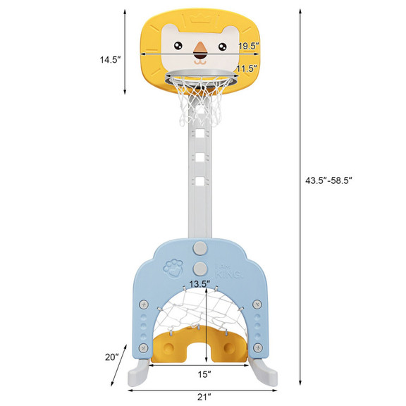 Costway 16874532 3 in 1 Adjustable Kids Basketball...