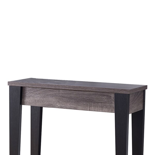 Wooden Console Table With Bottom Shelf， Black And Gray