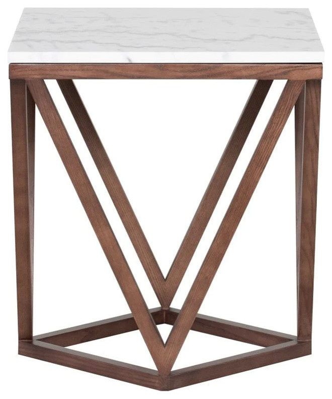 Vera Walnut Side Table   Transitional   Side Tables And End Tables   by Peachtree Fine Furniture  Houzz