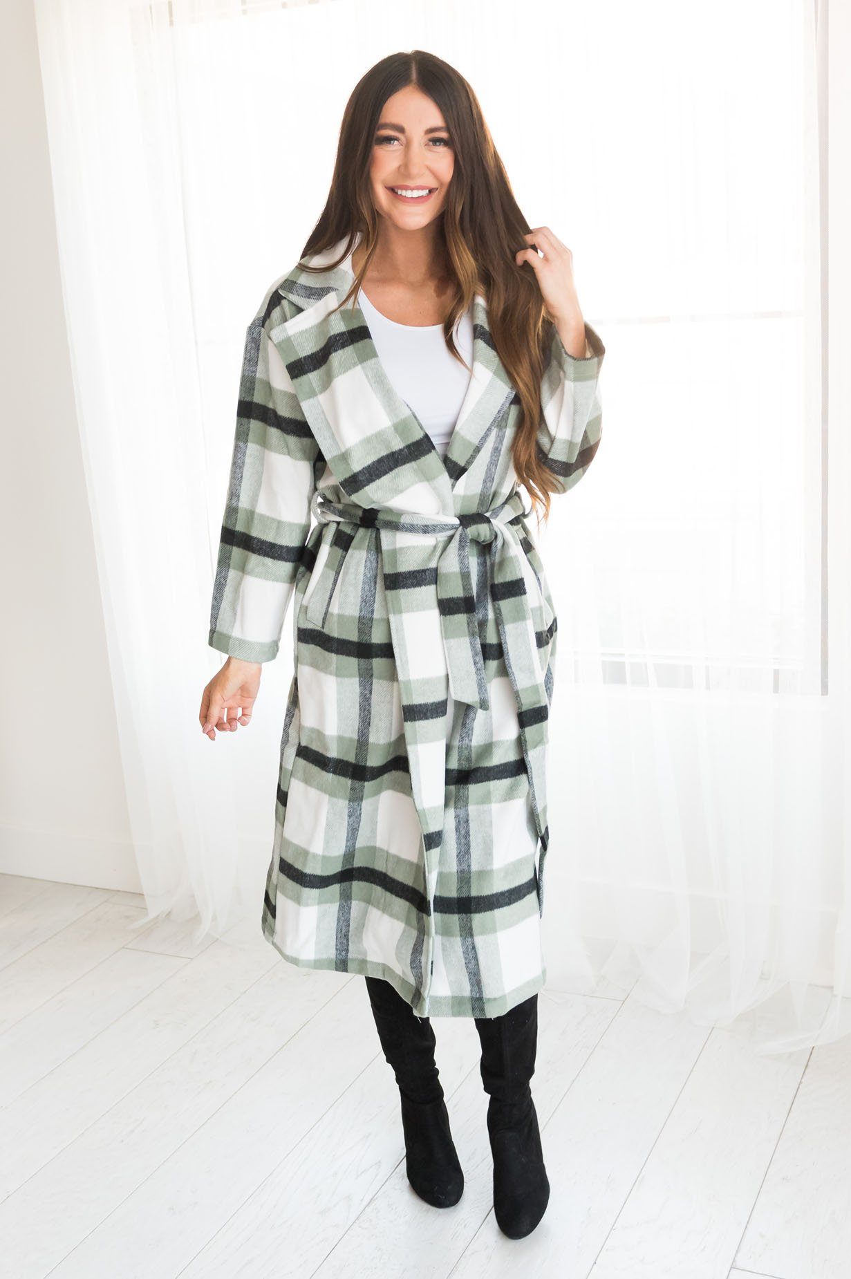 Pretty In Plaid Modest Coat