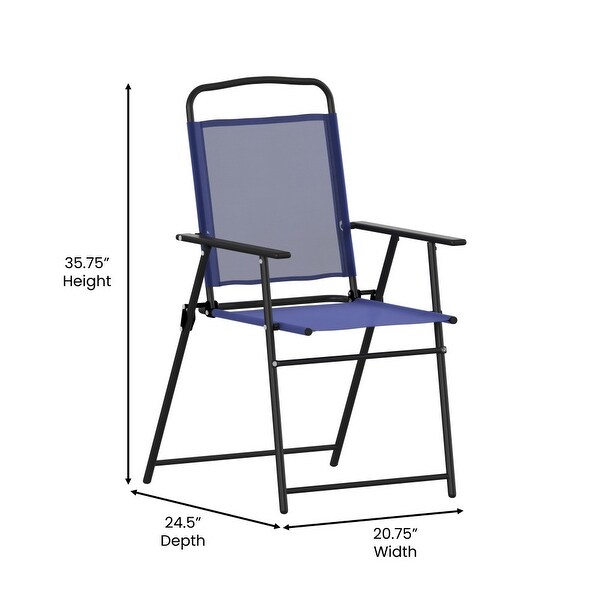 Set of 2 AllWeather Textilene Patio Sling Chairs with Armrests