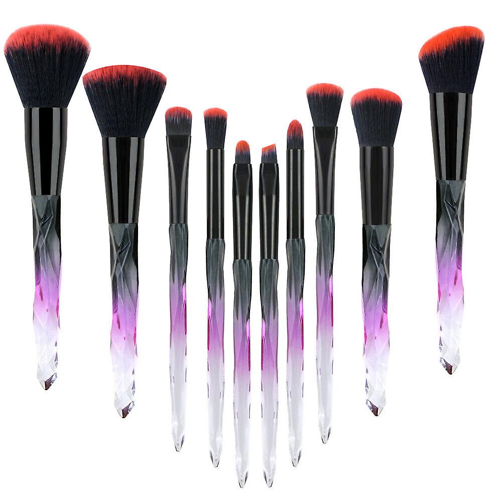 Make Up Brushes Crystal Handle Lip Powder Foundation Black Red Uk 10pcs