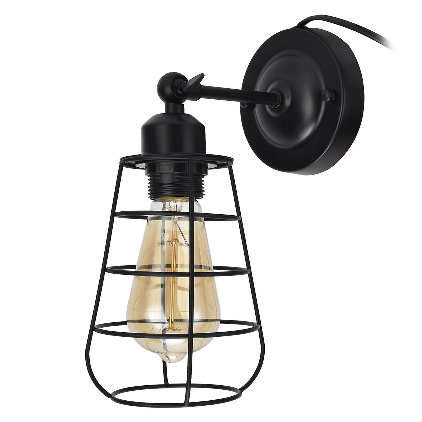 Wrought Iron Wall Light Black Retro Industrial Lamp For Home Bar Restaurant Coffee Shop Hotel 85250veu E27