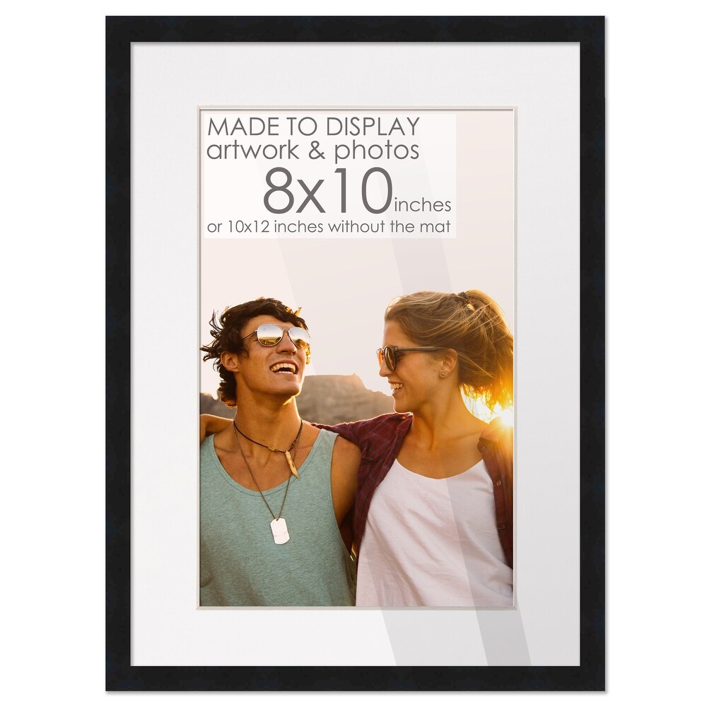 10x12 Black Picture Frame with 7.5x9.5 White Mat Opening for 8x10