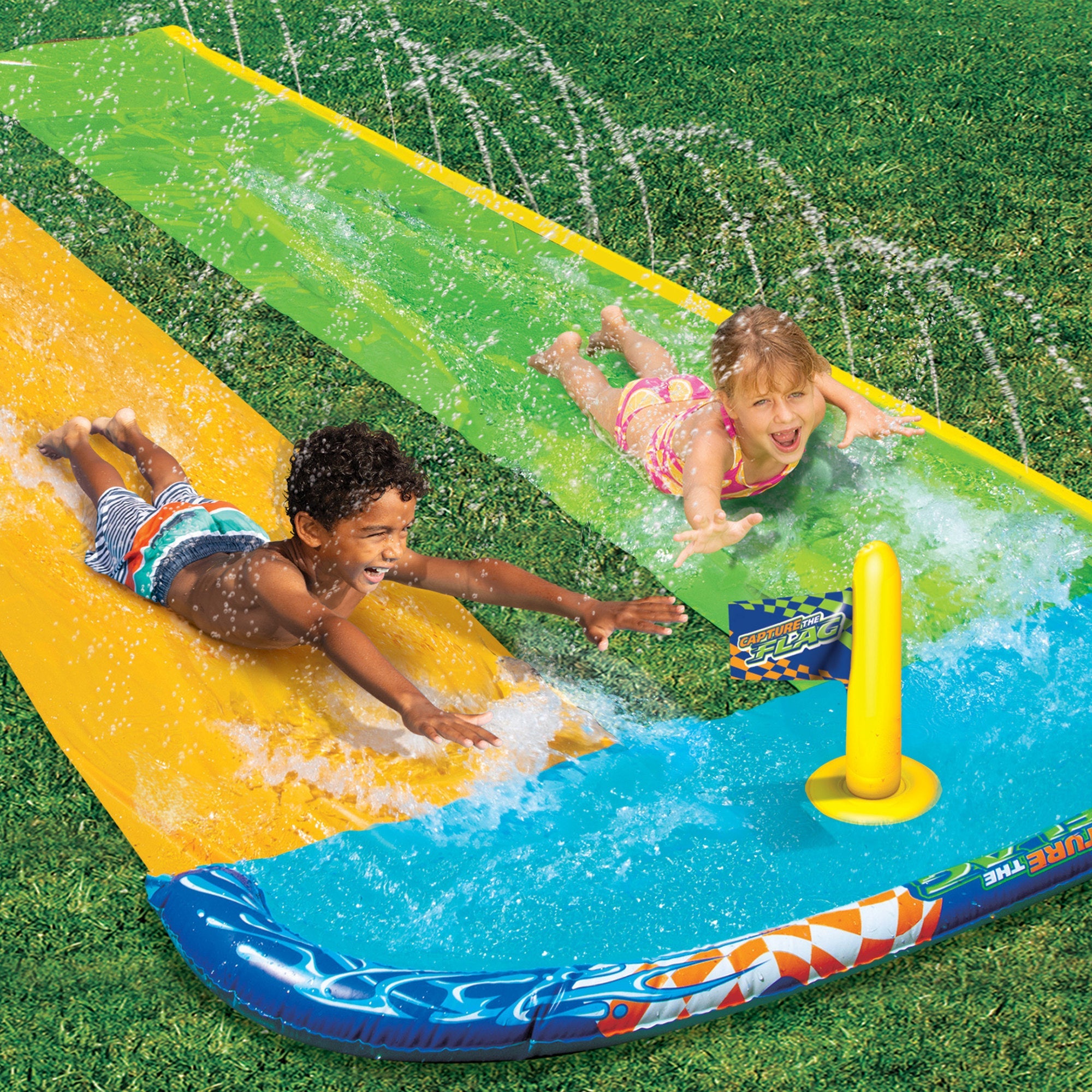 Banzai 16 Feet Long Capture The Flag Racing Water Slide - Be The First To Grab The Flag!