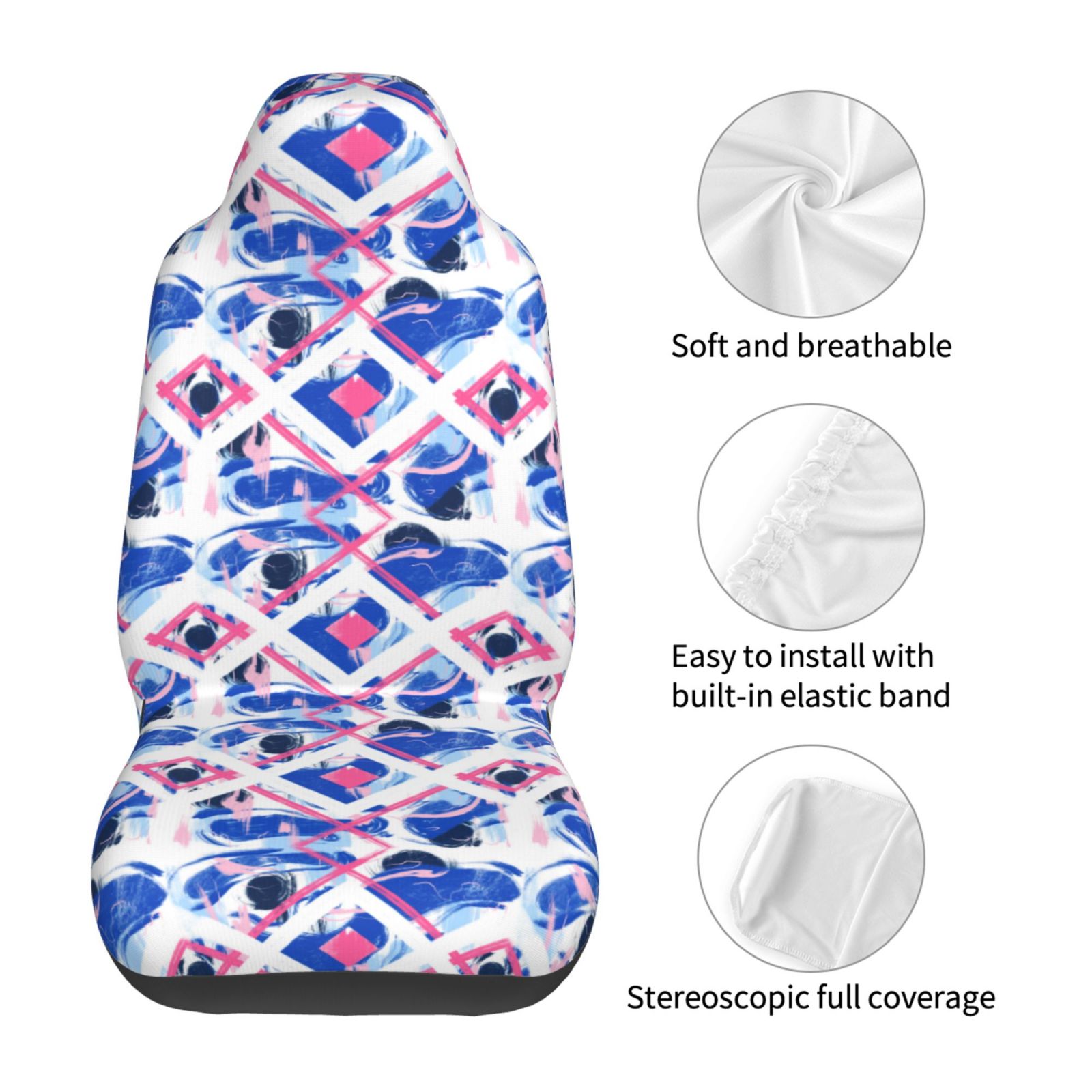 TEQUAN Front Seat Covers， Graffiti Dislocation Camouflage Pattern 2 Piece Car Seat Cover Fit Most Car SUV Truck Van