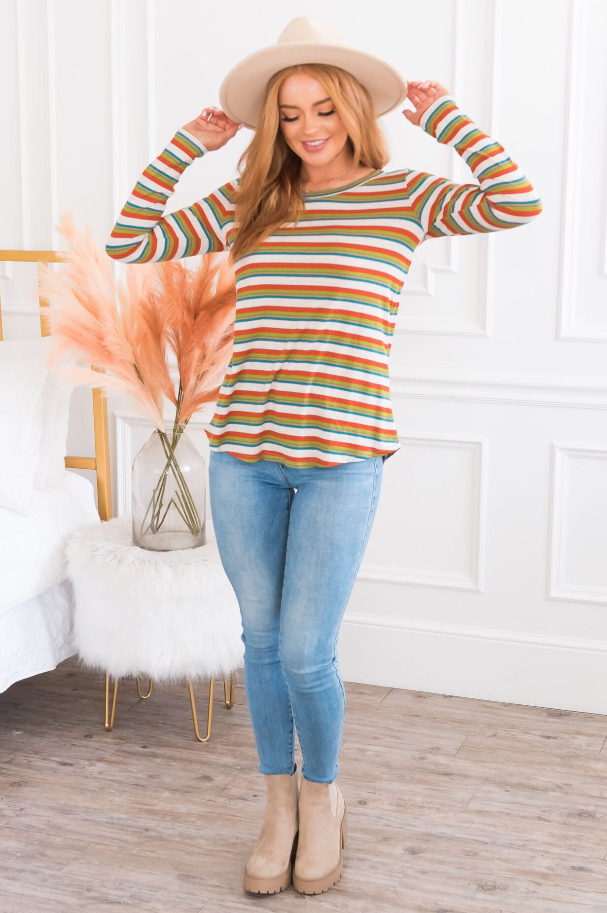 Come On And Dance Modest Ribbed Top