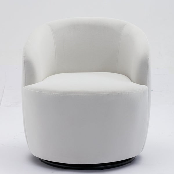 Velvet Fabric Swivel Accent Armchair Barrel Chair With Black Powder Coating Metal Ring