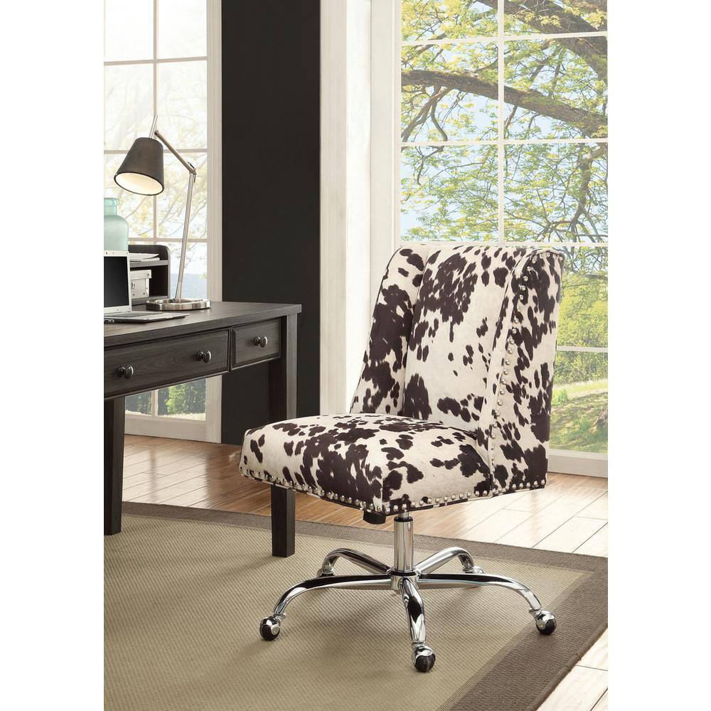 Linon Home Decor 24 in. Width Udder Madness Fabric Task Chair with Adjustable Height 178404BLK01U